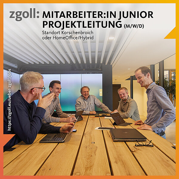 zgoll: sucht MitarbeiterInnen für den Bereich Projektleitung Junior.